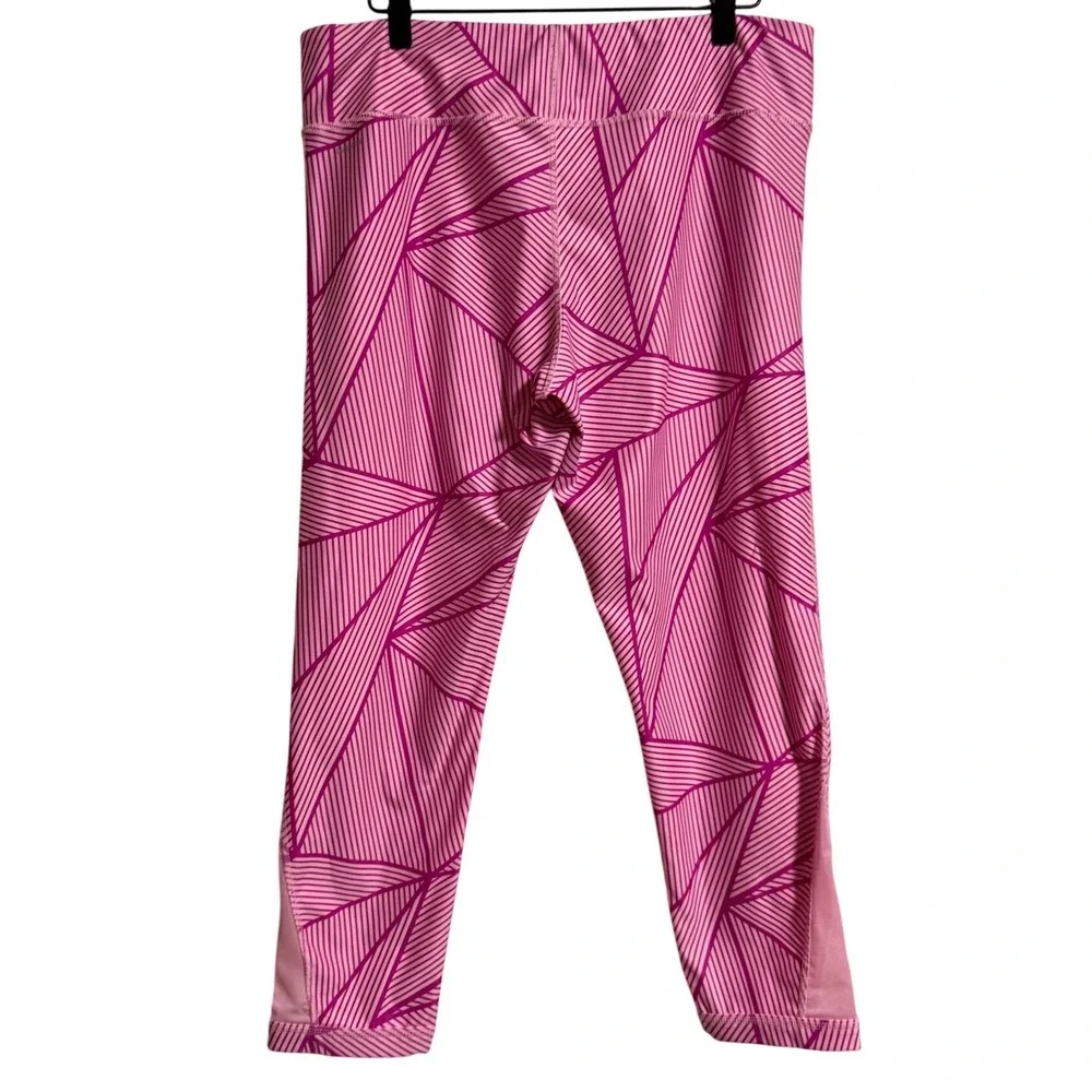 Xersion Womens 2XL Plus Pink Geometric Quick-Dry Cropped Leggings Mesh Panels - Picture 5 of 5